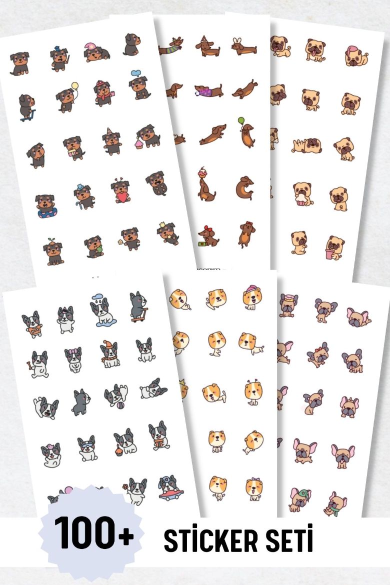 Köpekler 6'lı Sticker Seti resmi