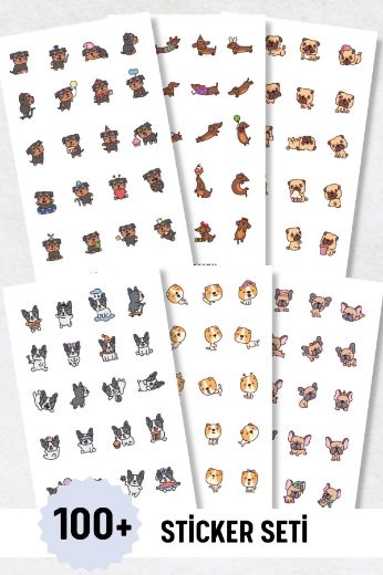 Köpekler 6'lı Sticker Seti resmi