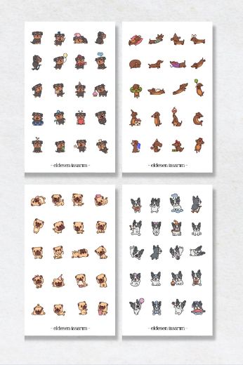 Köpekler 6'lı Sticker Seti resmi