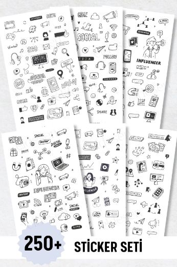 Sosyal Medya 6'lı Sticker Seti resmi