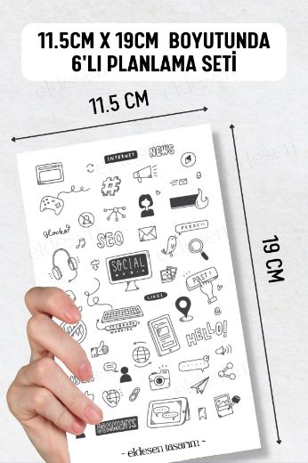 Sosyal Medya 6'lı Sticker Seti resmi