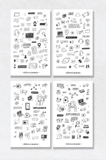 Sosyal Medya 6'lı Sticker Seti resmi