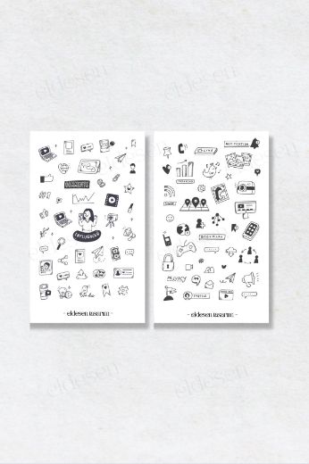 Sosyal Medya 6'lı Sticker Seti resmi