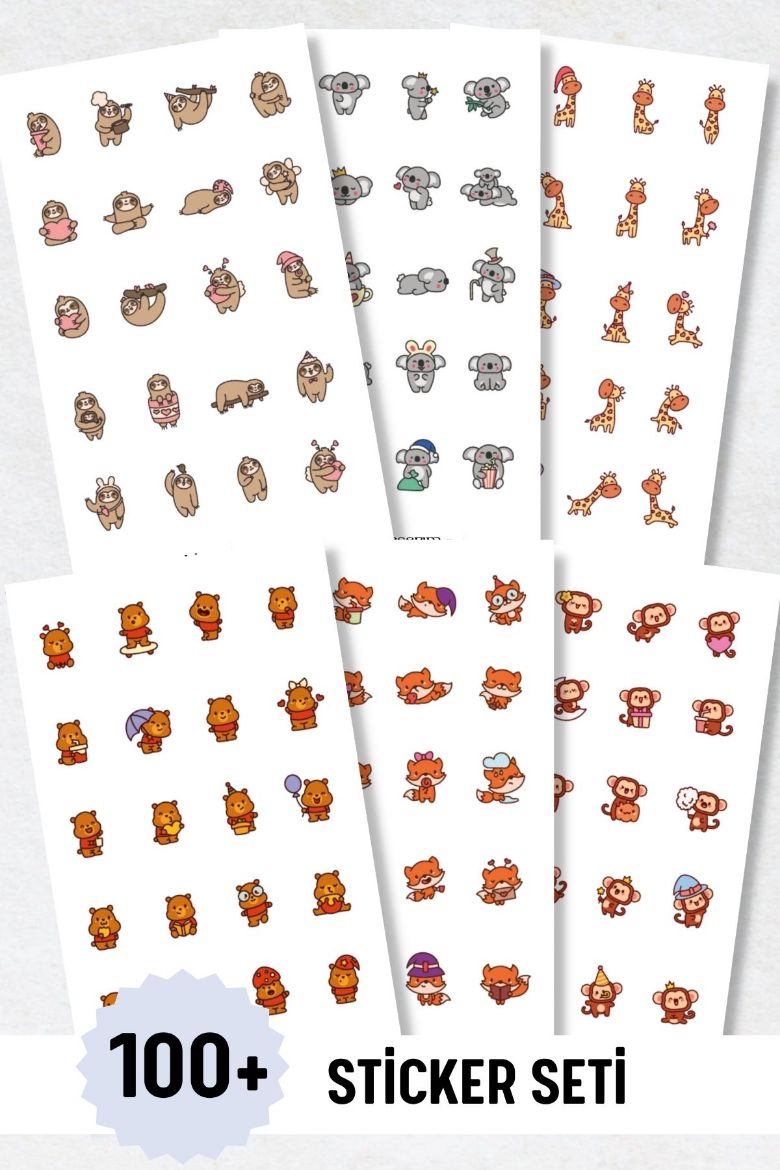 Vahşi Hayvan 6'lı Sticker Seti resmi