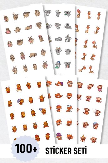 Vahşi Hayvan 6'lı Sticker Seti resmi