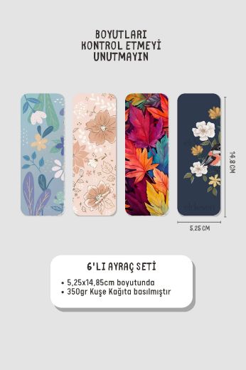 Altın Çiçek Kitap Ayracı Seti, 5.2 x 14.8 cm İnce resmi