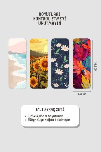 Boho Kitap Ayracı Seti, 5.2 x 14.8 cm İnce resmi