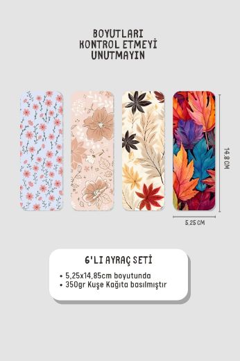 Çiçek Kitap Ayracı Seti, 5.2 x 14.8 cm İnce resmi