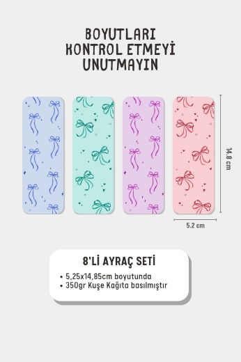 Fiyonk ve Çiçek Kitap Ayracı Seti, 5.2 x 14.8 cm İnce resmi