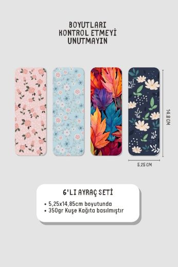 Mavi Çiçek Kitap Ayracı Seti, 5.2 x 14.8 cm İnce resmi