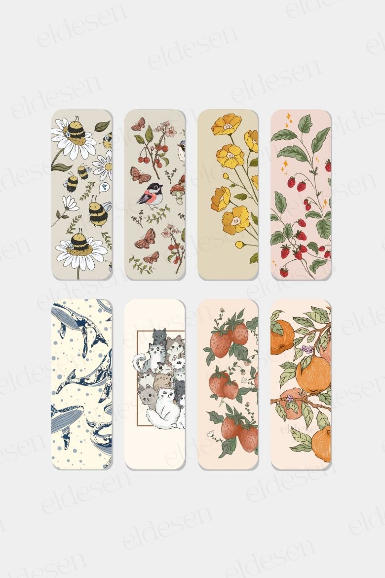 Meyve ve Hayvanlar Kitap Ayracı Seti, 5.2 x 14.8 cm İnce resmi