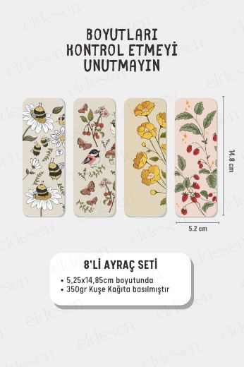 Meyve ve Hayvanlar Kitap Ayracı Seti, 5.2 x 14.8 cm İnce resmi