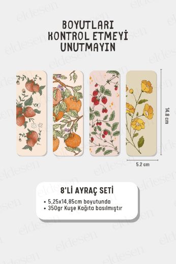 Meyveler Kitap Ayracı Seti, 5.2 x 14.8 cm İnce resmi