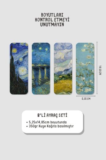 Van Gogh Kitap Ayracı Seti, 5.2 x 14.8 cm İnce resmi