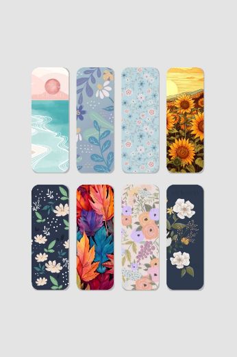 Çiçek Temalı Kitap Ayracı Seti, 5.2 x 14.8 cm İnce resmi