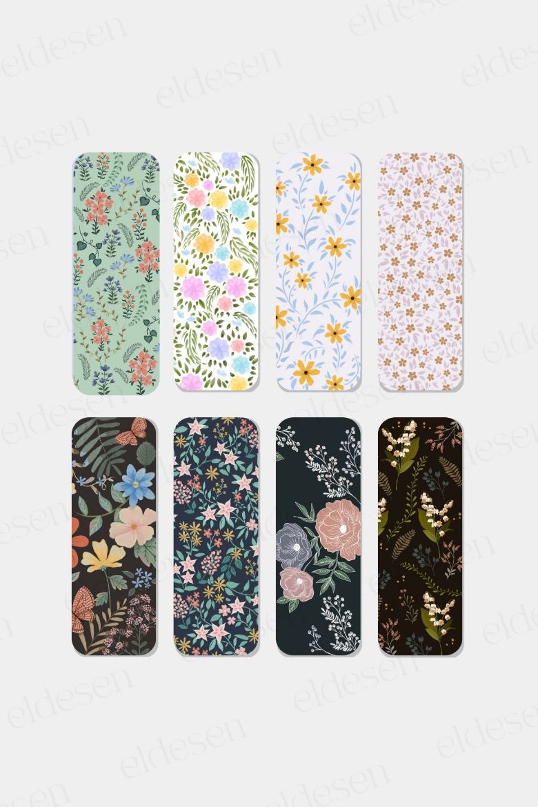 Çiçek Temalı Kitap Ayracı Seti, 5.2 x 14.8 cm İnce resmi