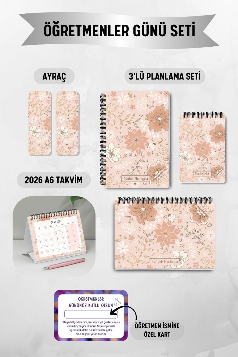 Altın Çiçek 3'lü Planlama Seti ve A6 Takvim / Öğretmenler Günü resmi