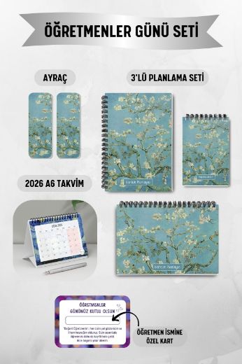Badem Ağacı 3'lü Planlama Seti ve A6 Takvim / Öğretmenler Günü resmi