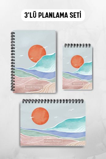 Mavi Boho 3'lü Planlama Seti ve A6 Takvim / Öğretmenler Günü resmi
