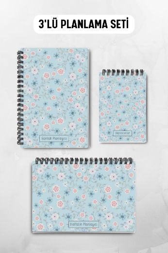 Mavi Çiçek 3'lü Planlama Seti ve A6 Takvim / Öğretmenler Günü resmi