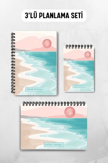 Pembe Boho 3'lü Planlama Seti ve A6 Takvim / Öğretmenler Günü resmi