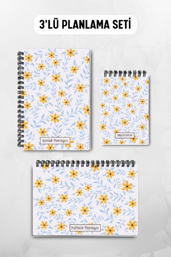 Sarı Papatya 3'lü Planlama Seti ve A6 Takvim / Öğretmenler Günü resmi
