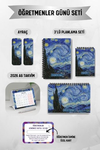 Yıldızlı Bir Gece 3'lü Planlama Seti ve A6 Takvim / Öğretmenler Günü resmi
