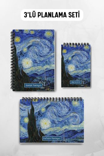Yıldızlı Bir Gece 3'lü Planlama Seti ve A6 Takvim / Öğretmenler Günü resmi