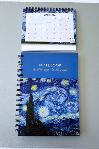 Van Gogh Yıldızlı Bir Gece Kutulu Öğretmenler Günü Seti resmi