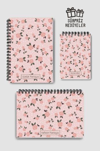 Pembe Çiçek Yeni Yıl Kutulu Set resmi