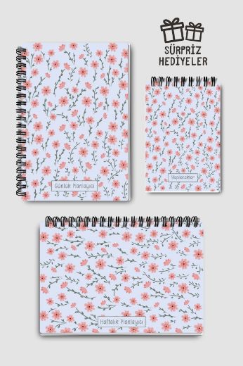 Pembe Çiçekli Yeni Yıl Kutulu Set resmi