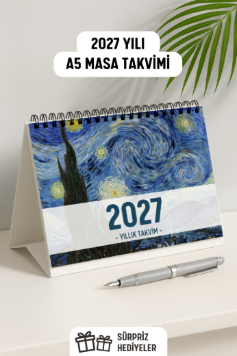 Van Gogh 2027 Yılı Aylık Masa Takvimi Spiralli A5 resmi