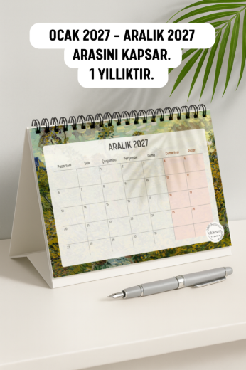 Van Gogh 2027 Yılı Aylık Masa Takvimi Spiralli A5 resmi