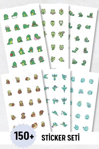 Yeşil Hayvan 6'lı Sticker Seti resmi