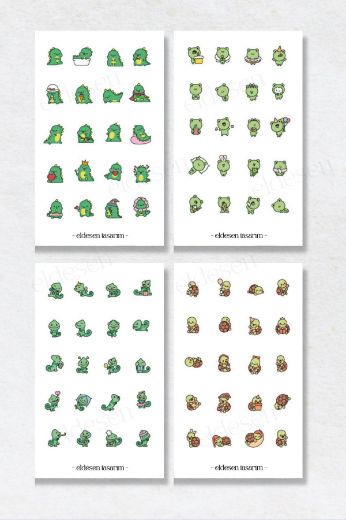 Yeşil Hayvan 6'lı Sticker Seti resmi