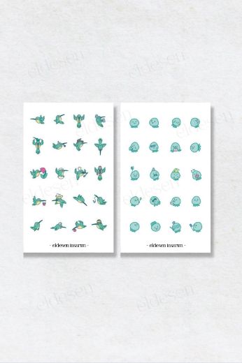 Yeşil Hayvan 6'lı Sticker Seti resmi