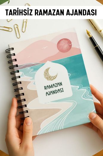 Pembe Boho Ramazan Ajandası, Oruç, Hatim, Teravih, Günlük ve Aylık Planlayıcı resmi