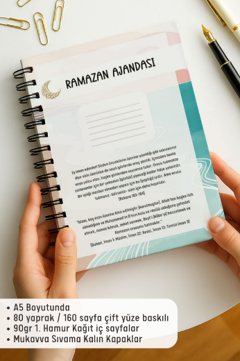 Pembe Boho Ramazan Ajandası, Oruç, Hatim, Teravih, Günlük ve Aylık Planlayıcı resmi