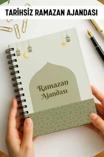 Yeşil Desenli Ramazan Ajandası, Oruç, Hatim, Teravih, Günlük ve Aylık Planlayıcı resmi