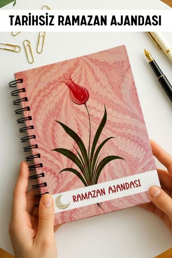 Pembe Ebru Ramazan Ajandası, Oruç, Hatim, Teravih, Günlük ve Aylık Planlayıcı resmi