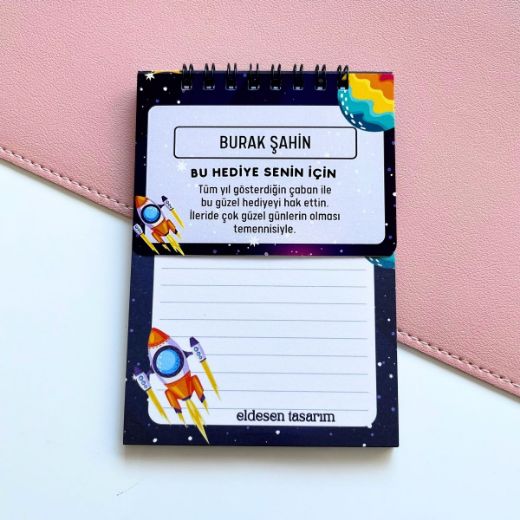 Roketli Defter İsme Özel Karne Hediyesi resmi
