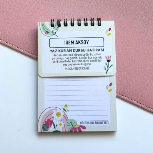 Çiçekli Defter İsme Özel Yaz Kur'an Kursu Hediyesi resmi