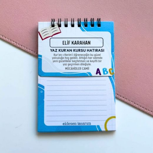 Çocuklu Defter İsme Özel Yaz Kur'an Kursu Hediyesi resmi
