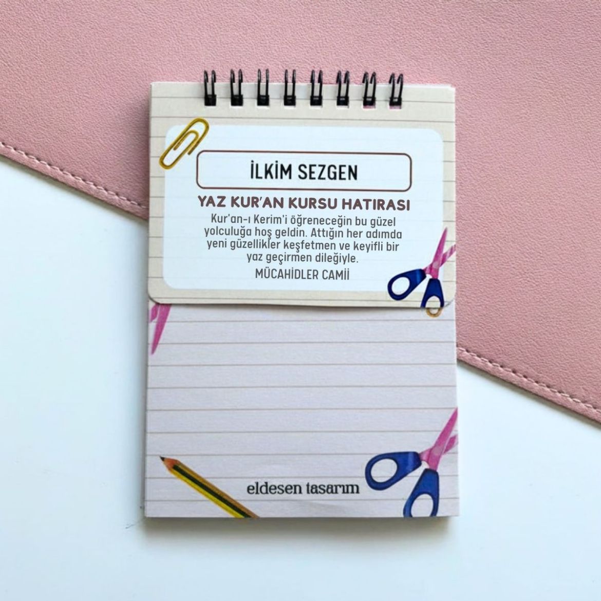 Makaslı Defter İsme Özel Yaz Kur'an Kursu Hediyesi resmi