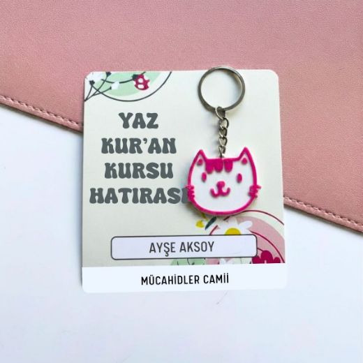 Kedili Anahtarlık İsme Özel Yaz Kur'an Kursu Hediyesi resmi