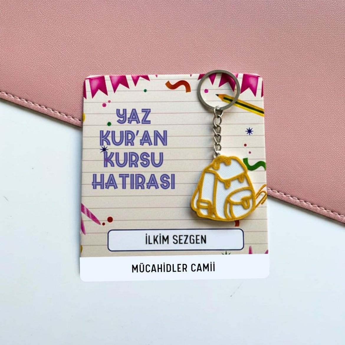 Çantalı Anahtarlık İsme Özel Yaz Kur'an Kursu Hediyesi resmi