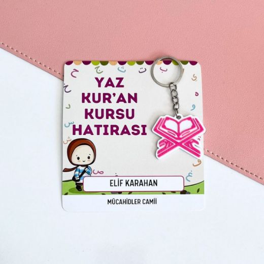 Elifba’lı Kız Çocuklu İsme Özel 2'li Set Yaz Kur'an Kursu Hediyesi resmi